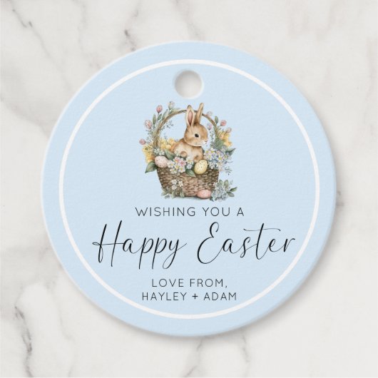 Blue Happy Easter Bunny Bedankjes Labels (Voorkant)
