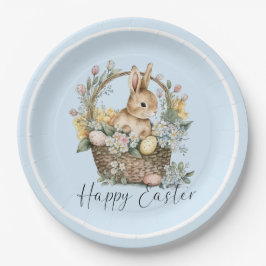 Blue Happy Easter Bunny Papieren Bordje