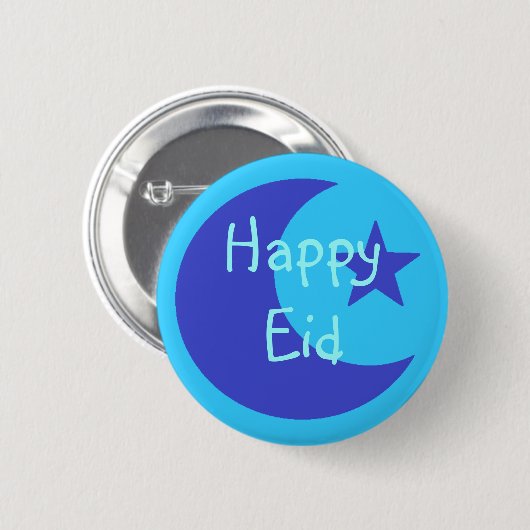 Blue Happy Eid Button (Voorkant /achterkant)