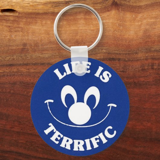 Blue Happy Face Keychain (Voorkant)