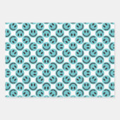 Blue Happy Face Stripes en Polka Dot Inpakpapier Vel (Voorkant)