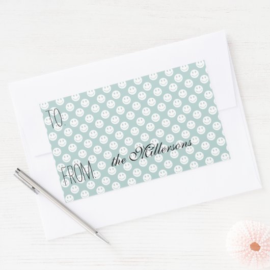 Blue Happy Faces Gift Label (Envelop)