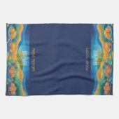 Blue Happy Hanukkah Menorah Food Latkes & Donuts Theedoek (Horizontaal)