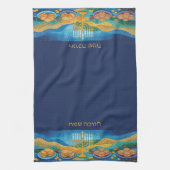 Blue Happy Hanukkah Menorah Food Latkes & Donuts Theedoek (Verticaal)