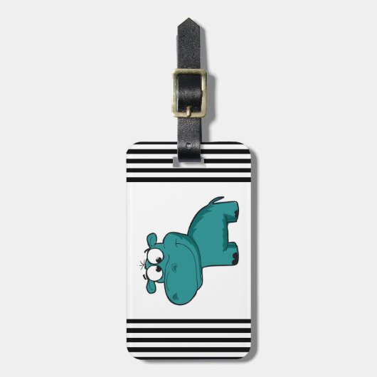 Blue Happy Hippo Bagagelabel (Voorkant verticaal)