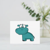 Blue Happy Hippo Briefkaart (Staand voorkant)