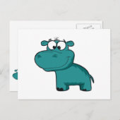 Blue Happy Hippo Briefkaart (Voorkant / Achterkant)