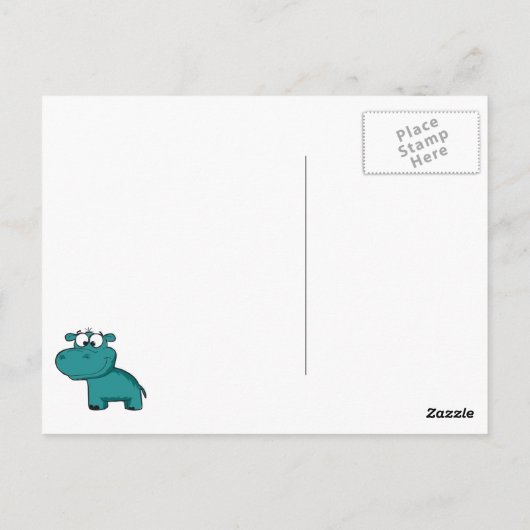 Blue Happy Hippo Briefkaart (Achterkant)