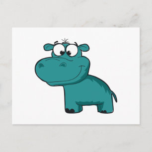Blue Happy Hippo Briefkaart