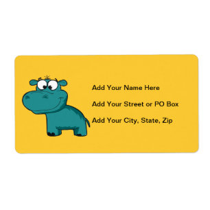 Blue Happy Hippo Etiket