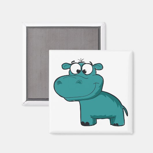 Blue Happy Hippo Magneet (Voorkant / Achterkant)
