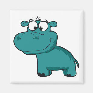 Blue Happy Hippo Magneet
