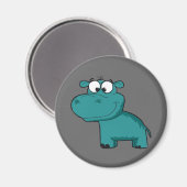 Blue Happy Hippo Magneet (Voorkant / Achterkant)