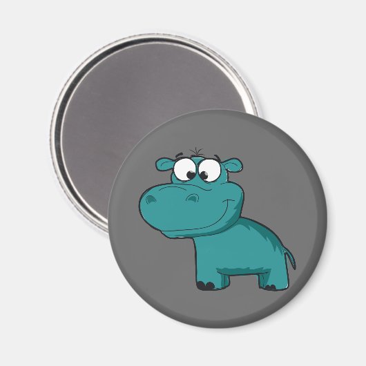 Blue Happy Hippo Magneet (Voorkant / Achterkant)