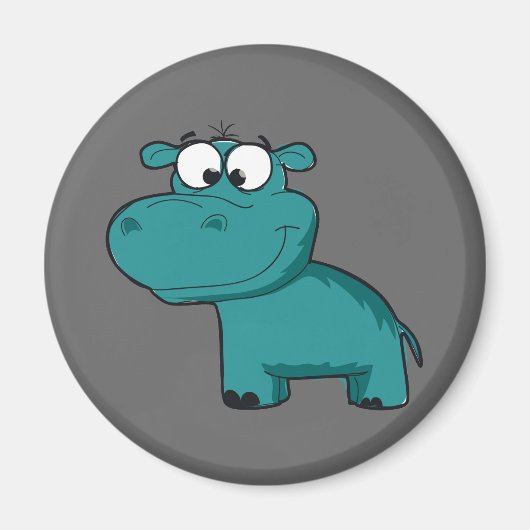 Blue Happy Hippo Magneet (Voorkant)