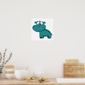 Blue Happy Hippo Poster (Keuken)
