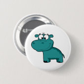 Blue Happy Hippo Ronde Button 5,7 Cm (Voorkant /achterkant)