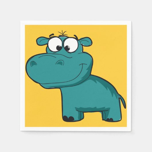 Blue Happy Hippo Servetten (Voorkant)
