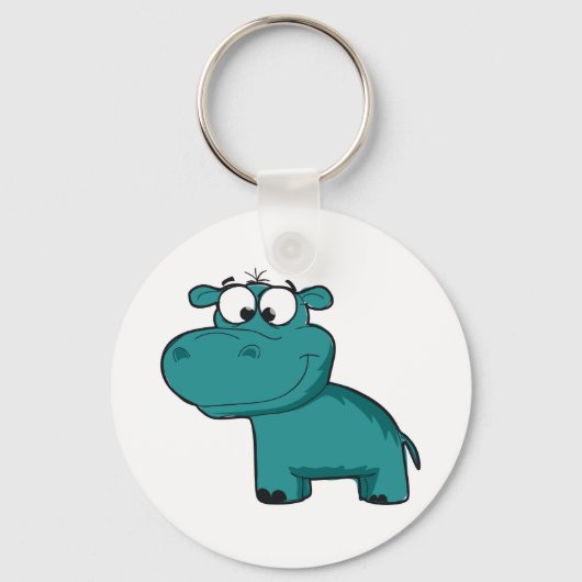 Blue Happy Hippo Sleutelhanger (Voorkant)