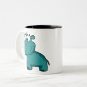 Blue Happy Hippo Tweekleurige Koffiemok (Voorkant links)