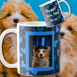 Blue Happy New Dog Year Koffiemok