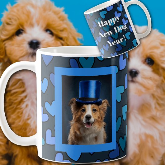 Blue Happy New Dog Year Koffiemok