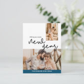 Blue Happy New Year Passen getrouwd Mr en Mrs. Briefkaart (Staand voorkant)