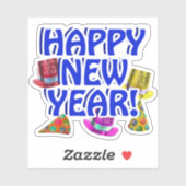 Blue Happy New Year Sticker (Vel)