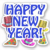 Blue Happy New Year   Sticker (Voorkant)