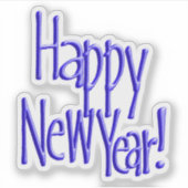 Blue Happy New Year   Sticker (Voorkant)