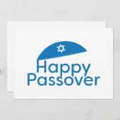 Blue Happy Passover Greeting met Kippah Feestdagenkaart (Voorkant / Achterkant)