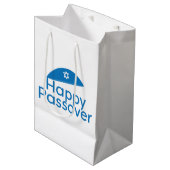 Blue Happy Passover Greeting met Kippah Medium Cadeauzakje (Voorkant Gekanteld)