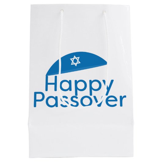 Blue Happy Passover Greeting met Kippah Medium Cadeauzakje (Achterkant)