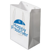 Blue Happy Passover Greeting met Kippah Medium Cadeauzakje (Achterkant Gekanteld)