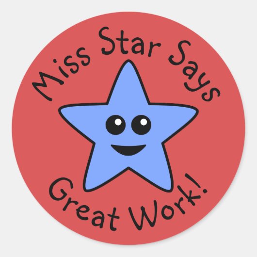 Blue Happy Star geweldige Stickers (Voorkant)