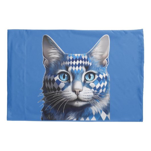 Blue Harlequin Cat Kussensloop (Achterkant)