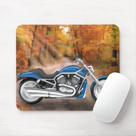 Blue Harley en Autumn Leaves Muismat (Met muis)