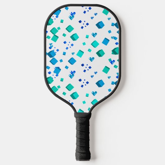 Blue Harten en Kubussen Pickleball Paddle (Voorkant)