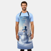 Blue Hat Snowman Christmas Tree Holiday Apron Schort (Gedragen)