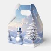 Blue Hat Snowman Christmas Tree Holiday Favor Box Bedankdoosjes (Achterkant)