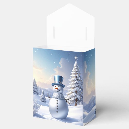 Blue Hat Snowman Christmas Tree Holiday Favor Box Bedankdoosjes (Geopend)