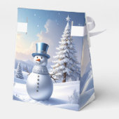 Blue Hat Snowman Christmas Tree Holiday Favor Box Bedankdoosjes (Achterkant)