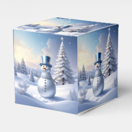 Blue Hat Snowman Christmas Tree Holiday Favor Box Bedankdoosjes