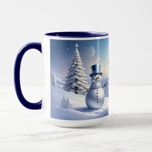 Blue Hat Snowman Christmas Tree Holiday Mug Mok (Links)