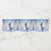 Blue Hat Snowman Christmas Tree Water Bottle Label Waterfles Etiket (Enkel label)