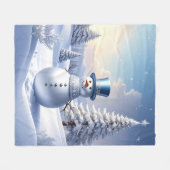 Blue Hat Snowman Fleece Blanket Deken (Voorkant (Horizontaal))