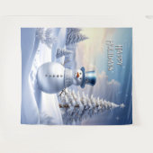 Blue Hat Snowman Holiday Backdrop Wandkleed (Voorkant (horizontaal))
