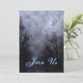 Blue Haunted Sky Custom Halloween Uitnodigingen (Staand voorkant)