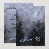 Blue Haunted Sky Custom Halloween Uitnodigingen (Voorkant / Achterkant)