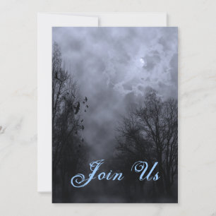 Blue Haunted Sky Custom Halloween Uitnodigingen